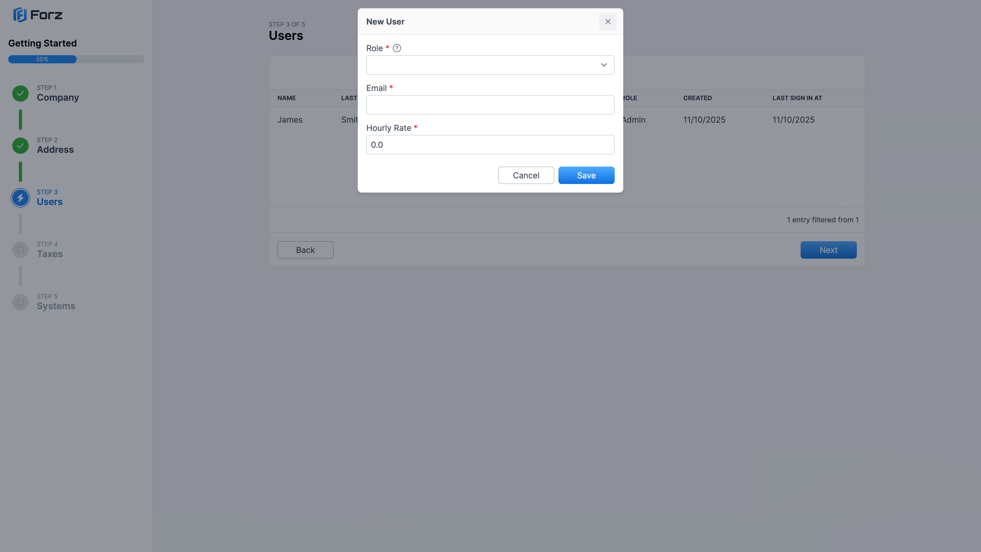 New user form