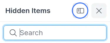 Sidebar layout icon in Hidden Items