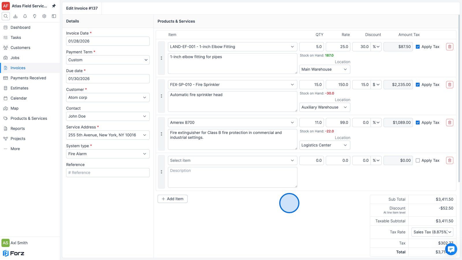 <p>The “Edit Invoice” screen will appear. Make your changes, then click “Save.”</p>