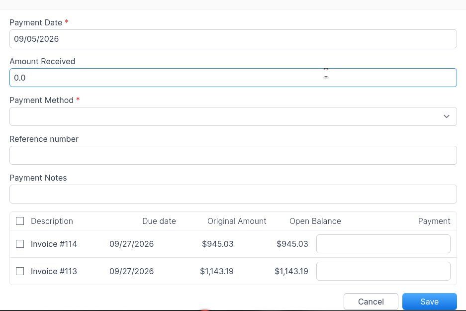 Create Payment distributing across invoices