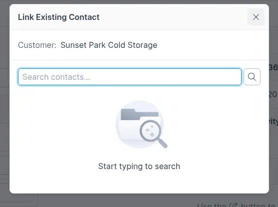 Link Existing Contact search dialog