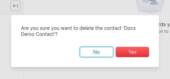 Delete contact confirmation No Yes