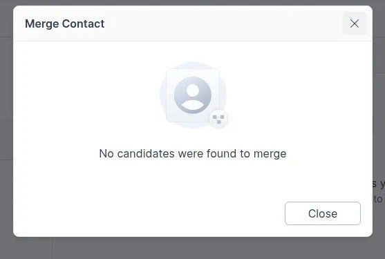Merge Contact no candidates found