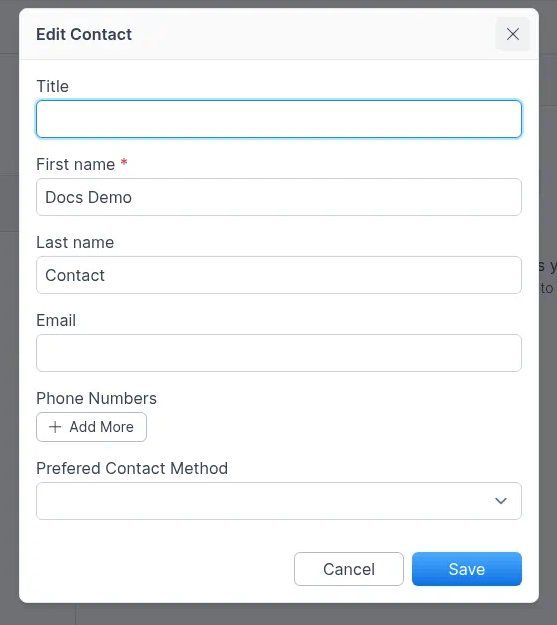 Edit Contact form