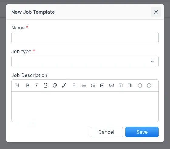 New Job Template form