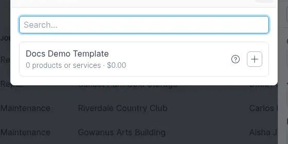 Job Templates picker modal