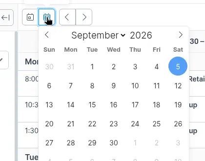 Select date calendar picker for September 2026