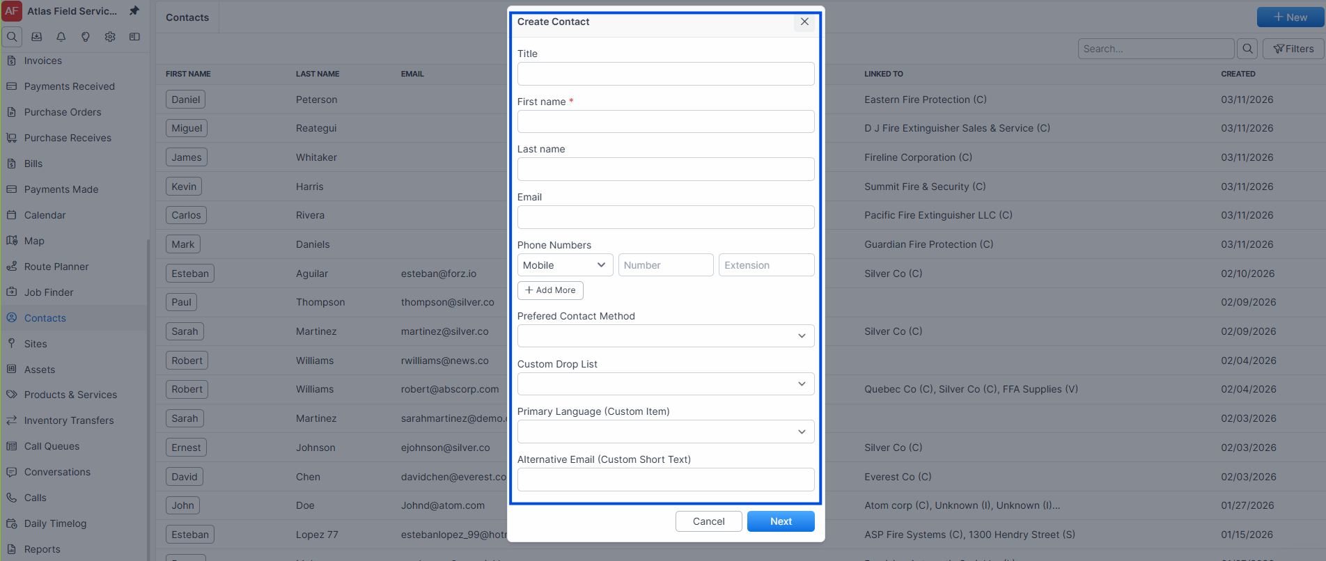 New contact form