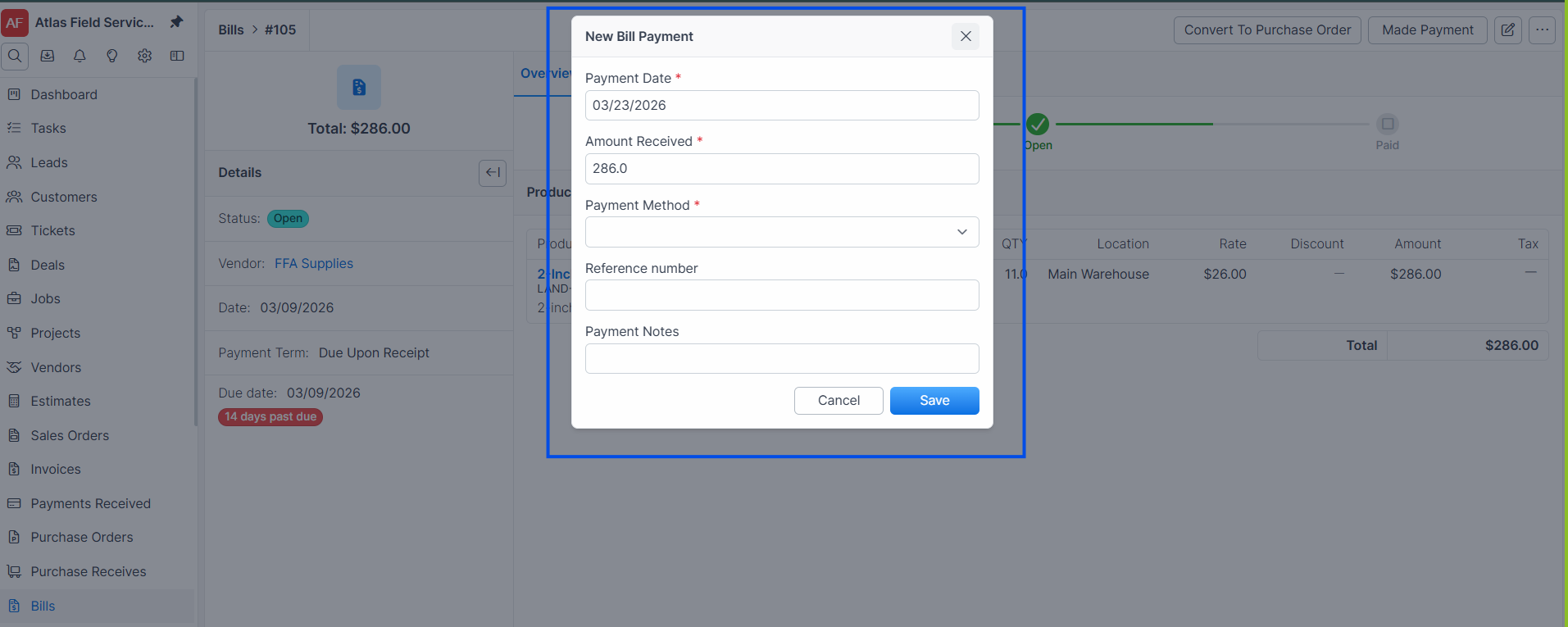 New payment dialog