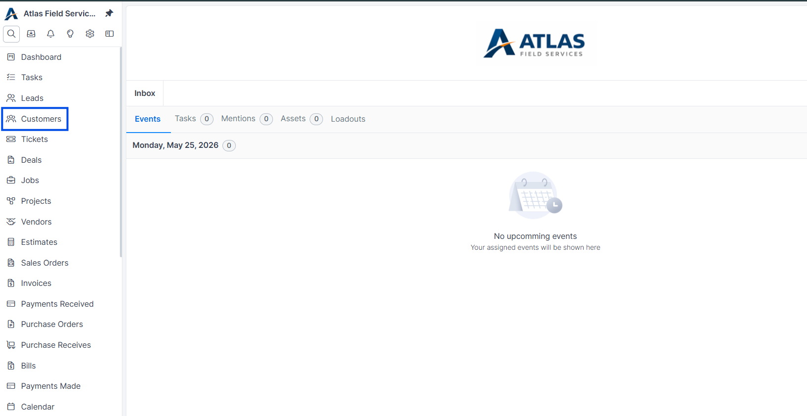 Customers list page