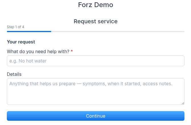 Public Request service form step 1 of 4
