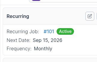 Linked Recurring card with Active status Next Date and Frequency